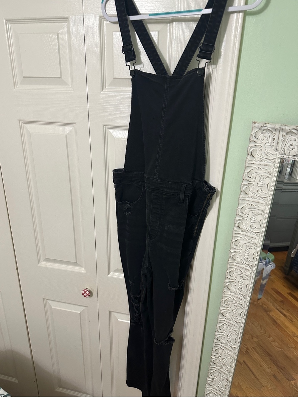 American Eagle Women's Denim Overalls Jeans in Black | 18 Long